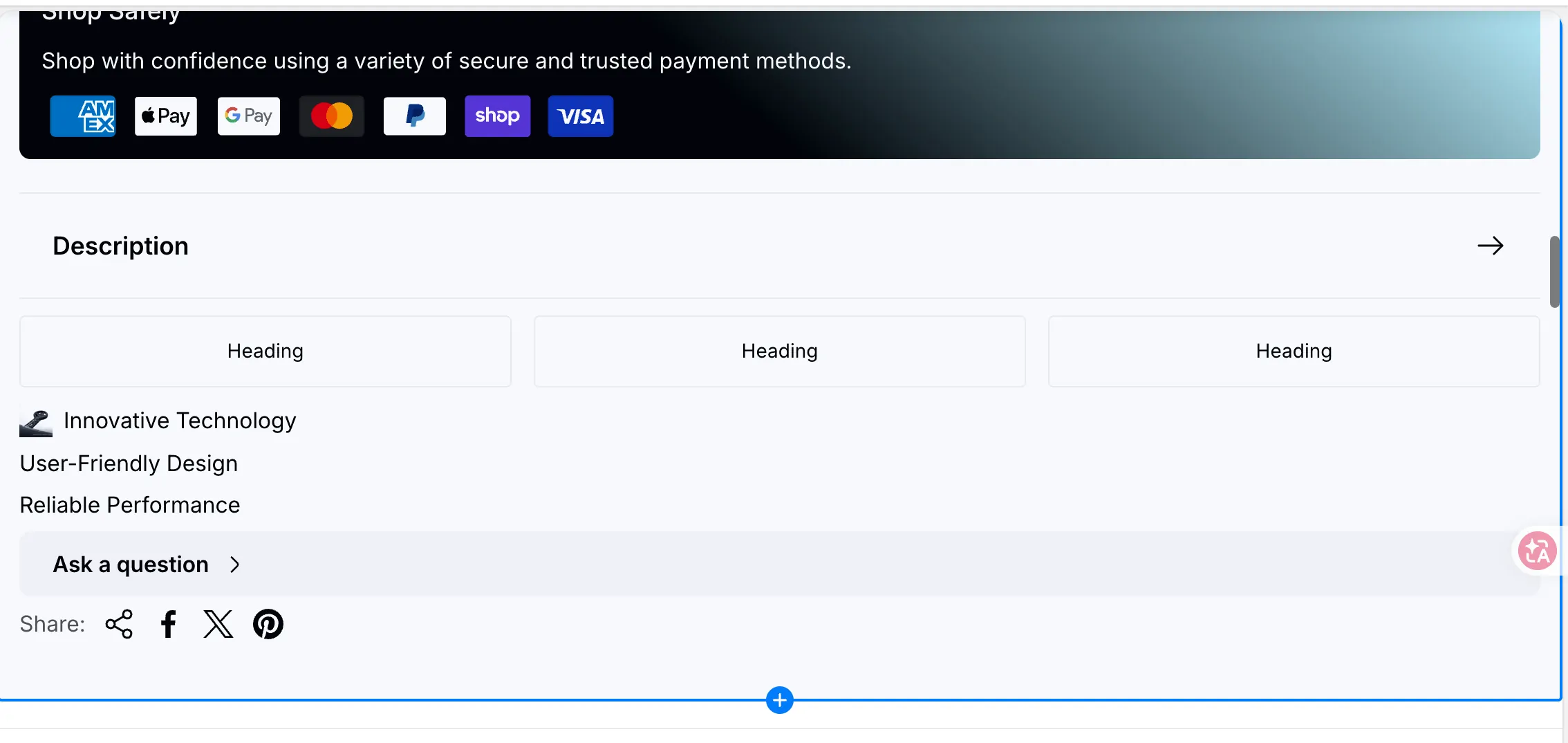 Shopify 热卖产品页的主图规格变体加购按钮和信任信息展示